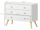 Chest of Drawers, 3-Drawer Storage Organiser Unit with Wood Legs for Bedroom, Living Room, White T3398P342984