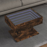 Coffee Table with LED Smoked Oak 70x50x45 cm Engineered Wood 847536