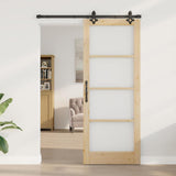 Sliding Door Natural 83 x 211 cm Solid Pine Wood and Glass 3332279