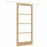 Sliding Door Natural 93 x 211 cm Solid Pine Wood and Glass 3332261