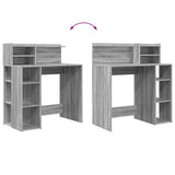 Desk with Shelf Grey Sonoma 90 x 48 x 101.5 cm Engineered Wood 869527
