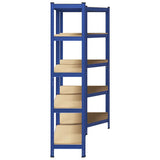 2 Piece 5-Layer Shelves Set Blue Steel&Engineered Wood 3307625