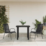 ZNTS 3 Piece Garden Dining Set Black Steel and Textilene 3200690