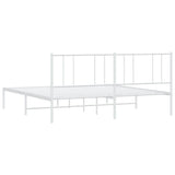 Metal Bed Frame without Mattress with Headboard White 193x203cm 352535