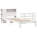 Bookcase Bed without Mattress White 75x190 cm Small Single Solid Wood Pine 3322730