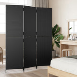 Room Divider 3 Panels Black Poly Rattan 365356