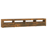 TV Cabinet with LED Lights Smoked Oak 240x35x40 cm 3152727