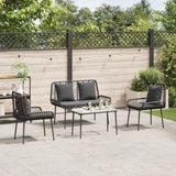 Garden Furniture Set 4 pcs Black and Cream Poly Rattan 3379042