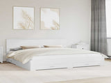 Bed Frame with Headboard White 200 x 200 cm Engineered Wood 3410854