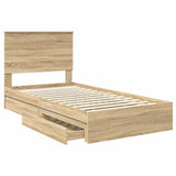 Storage Bed with Drawer Sonoma Oak 100 x 200 cm Engineered Wood 3411238