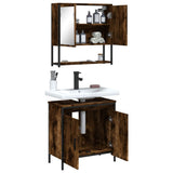 2 Piece Bathroom Furniture Set Smoked Oak Engineered Wood 3214662