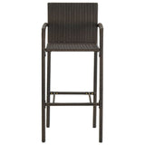 5 Piece Outdoor Bar Set with Armrest Poly Rattan Brown 3064807