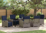 Garden Dining Set with Cushion 7 pcs Grey Poly Rattan 3380363