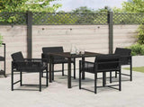 Garden Dining Set 5 pcs Black Poly Rattan 3380745