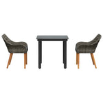 Garden Dining Set with Cushion 3 pcs Grey Poly Rattan 3261684