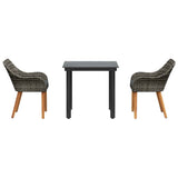 Garden Dining Set with Cushion 3 pcs Grey Poly Rattan 3261684
