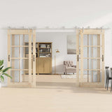 Sliding Door Hardware Kit 400 cm Stainless Steel Silver 3295770