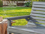 Wooden Garden Furniture Set with Parasol Hole, 1 Chair, 1 Bench and Detachable Table, Grey Embossed T3398P551587