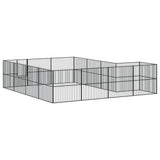 Dog Playpen 16 Panels Black Galvanised Steel 3209559
