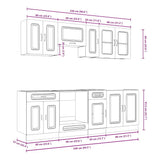 8 Piece Kitchen Cabinet Set Kalmar High Gloss White Engineered Wood 3314823