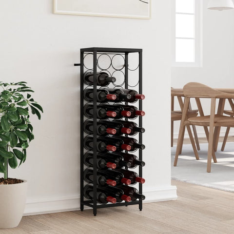 ZNTS Wine Rack for 27 Bottles Black 34x18x100 cm Wrought Iron 358365