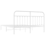 Bed Frame White Powder-Coated Steel Double Bed Frame 352630