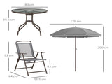 6 Piece Garden Dining Set with Umbrella, Outdoor Dining Sets with Parasol, 4 Folding Dining Chairs & T3398P311642