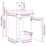 Bathroom Vanity Unit with Tap Old Wood 42 x 40 x 74.5 cm 889535