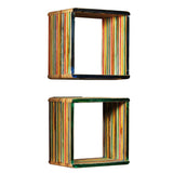 ZNTS Wall Shelf Set 3 Pieces Solid Reclaimed Teak Multicolour 245410