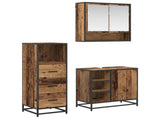 Bathroom Furniture Set with Door 3 pcs Old Wood Engineered Wood 3402369