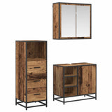 Bathroom Furniture Set with Door 3 pcs Old Wood Engineered Wood 3402372