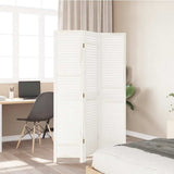 Room Divider 3 Panels White Solid Wood Paulownia 358830