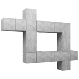 10 Piece TV Cabinet Set Concrete Grey Engineered Wood 3079157