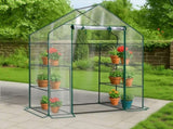 Mini Walk-in Greenhouse with PVC Cover, 4-Shelf Indoor Outdoor Planting Green House for 62584139