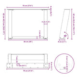 Coffee Table Legs U-Shaped 2 pcs Natural Steel 70x cm Steel 4012775