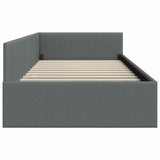 Corner Bed Frame with Headboard Dark Grey 90 cm x 190 cm Velvet 42016036