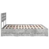 Bed Frame with Drawer Concrete Grey 200 x 200 cm Engineer Wood 3411481