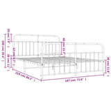 Metal Bed Frame without Mattress with Footboard Black 183x213cm 352601