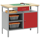 Work Bench with Drawer with Shelf Red and Grey 100 x 55 x 85 cm 4103459