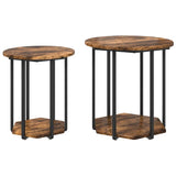 Side Table Set with Shelf 2 pcs Brown 869716