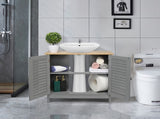 Modern Double Shutter Door MDF Spray Paint Bathroom Sink Cabinet Gray 95544166