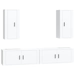 4 Piece TV Cabinet Set White Engineered Wood 3188694