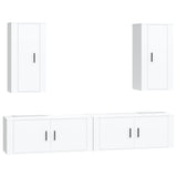 4 Piece TV Cabinet Set White Engineered Wood 3188694