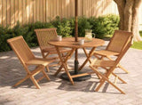 5 Piece Folding Garden Bistro Set Natural Solid Teak Wood 3434099
