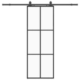 Sliding Door with Hardware Set Black 76x205 cm ESG Glass 3375924