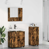 Bathroom Furniture Set 3 pcs Smoked Oak Engineered wood & Metal 3392958