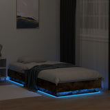 Bed Frame without Mattress with LED Lights Smoked Oak 90x200 cm 839515