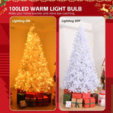 ZNTS 6 FT Artificial Christmas Tree with DIY 100 Warm Lights Battery Operated, 800 Branch Tips and Sturdy 68639599