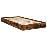 Bed Frame without Mattress Smoked Oak 75x190 cm Small Single Engineered Wood 842081