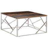 Coffee Table Silver Stainless Steel and Solid Wood Sleeper 349957
